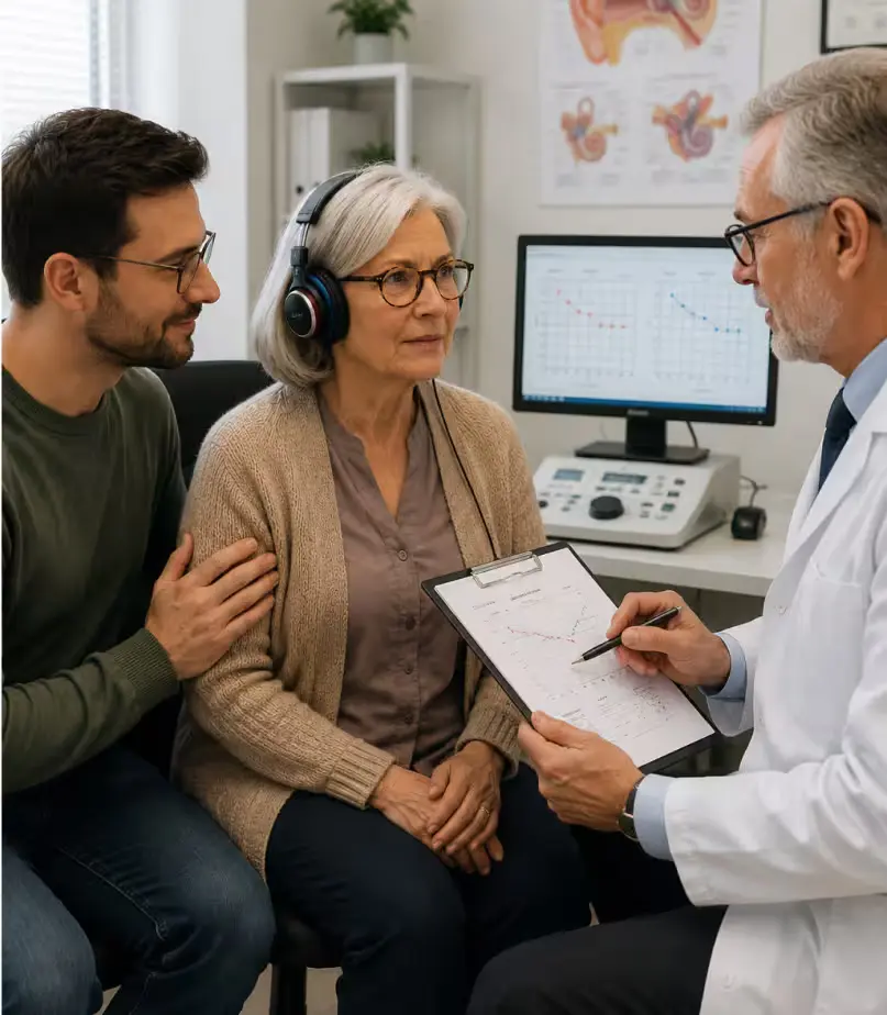 Customer discussing results with a clinician